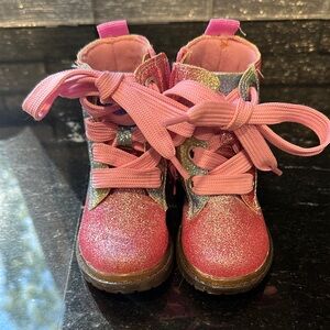 Natural Steps Glittery Pink and Silver Kids Boots